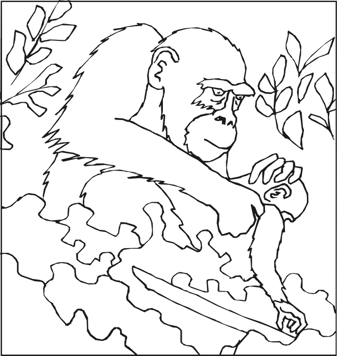 Dessin à colorier: Gorille (Animaux) #7498 - Coloriages à Imprimer Gratuits