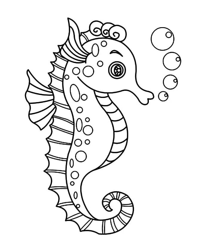 Coloriage gratuit Hippocampe #187427 de la collection Animaux à imprimer