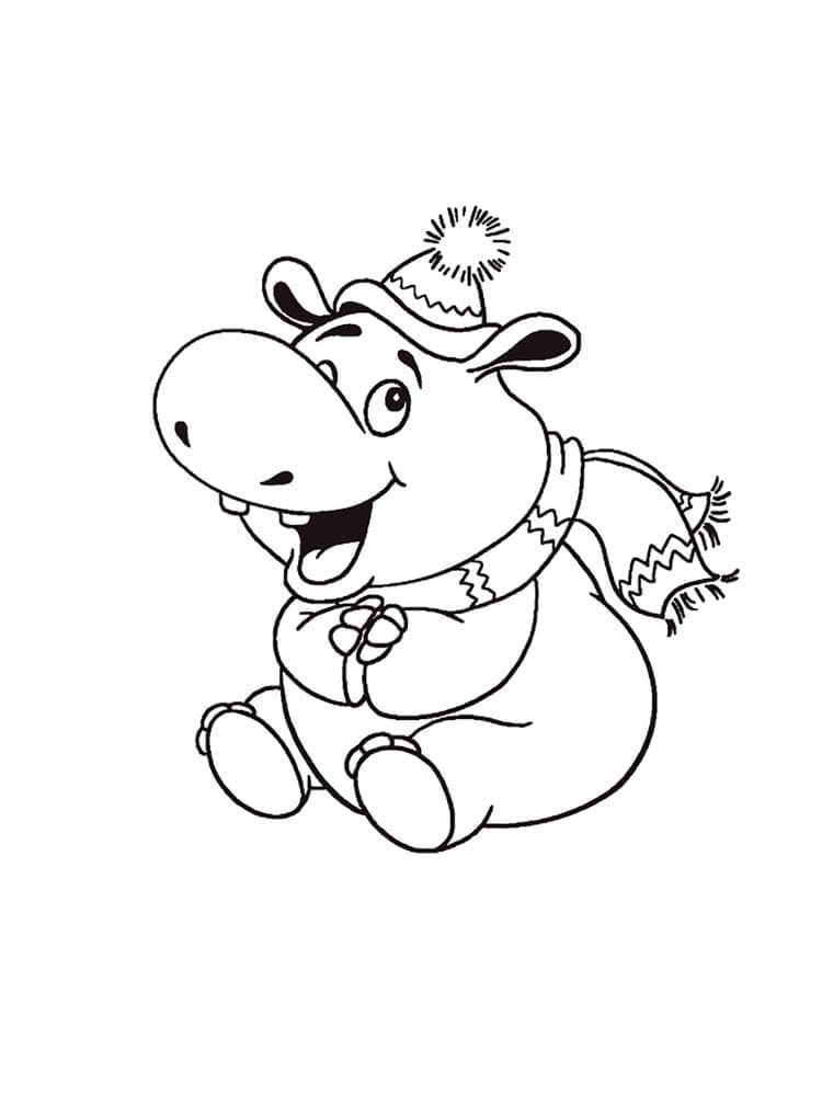 Coloriage gratuit Hippopotame #189011 de la collection Animaux à imprimer