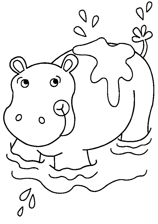 Dessin à colorier: Hippopotame (Animaux) #8613 - Coloriages à Imprimer Gratuits