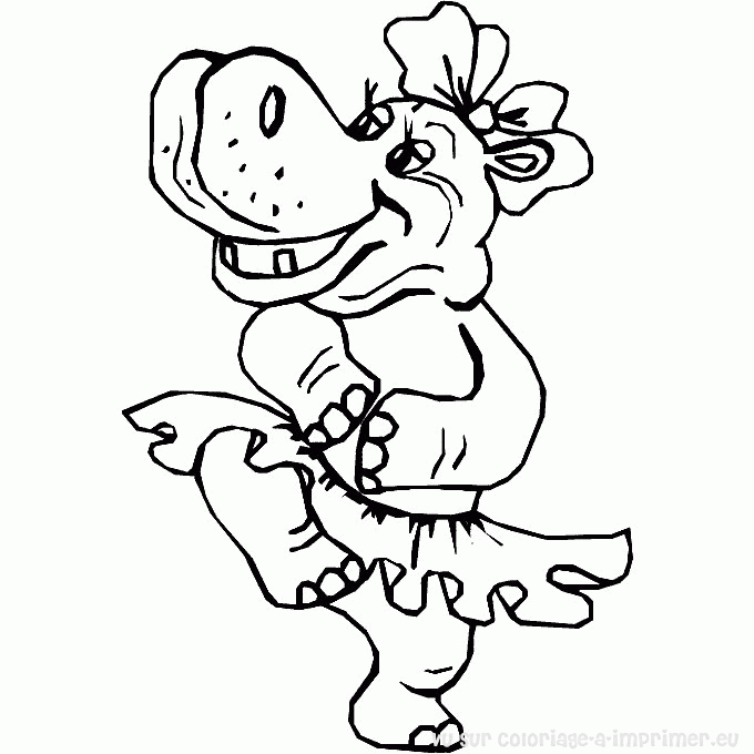 Dessin à colorier: Hippopotame (Animaux) #8616 - Coloriages à Imprimer Gratuits