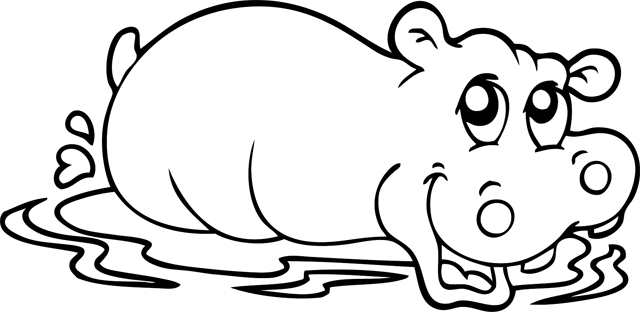 Dessin à colorier: Hippopotame (Animaux) #8626 - Coloriages à Imprimer Gratuits