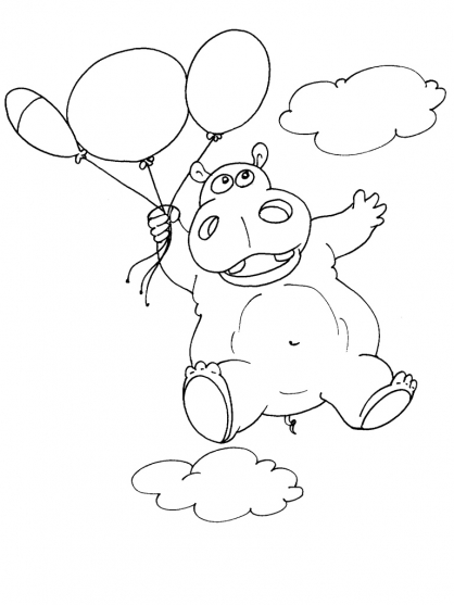 Dessin à colorier: Hippopotame (Animaux) #8634 - Coloriages à Imprimer Gratuits