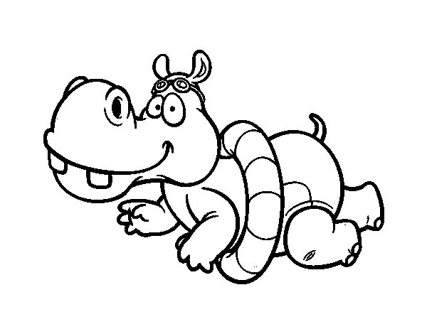 Dessin à colorier: Hippopotame (Animaux) #8692 - Coloriages à Imprimer Gratuits