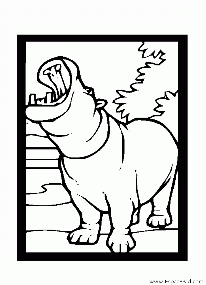 Dessin à colorier: Hippopotame (Animaux) #8704 - Coloriages à Imprimer Gratuits