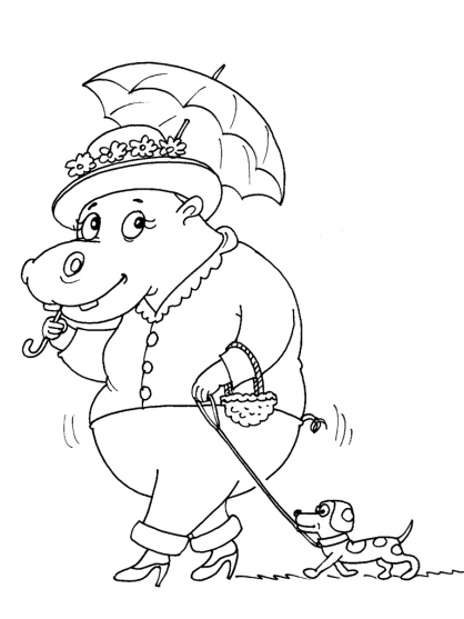 Dessin à colorier: Hippopotame (Animaux) #8728 - Coloriages à Imprimer Gratuits