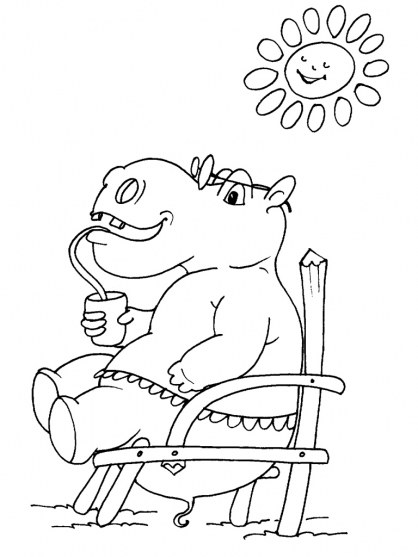 Dessin à colorier: Hippopotame (Animaux) #8758 - Coloriages à Imprimer Gratuits