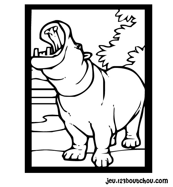 Dessin à colorier: Hippopotame (Animaux) #8777 - Coloriages à Imprimer Gratuits