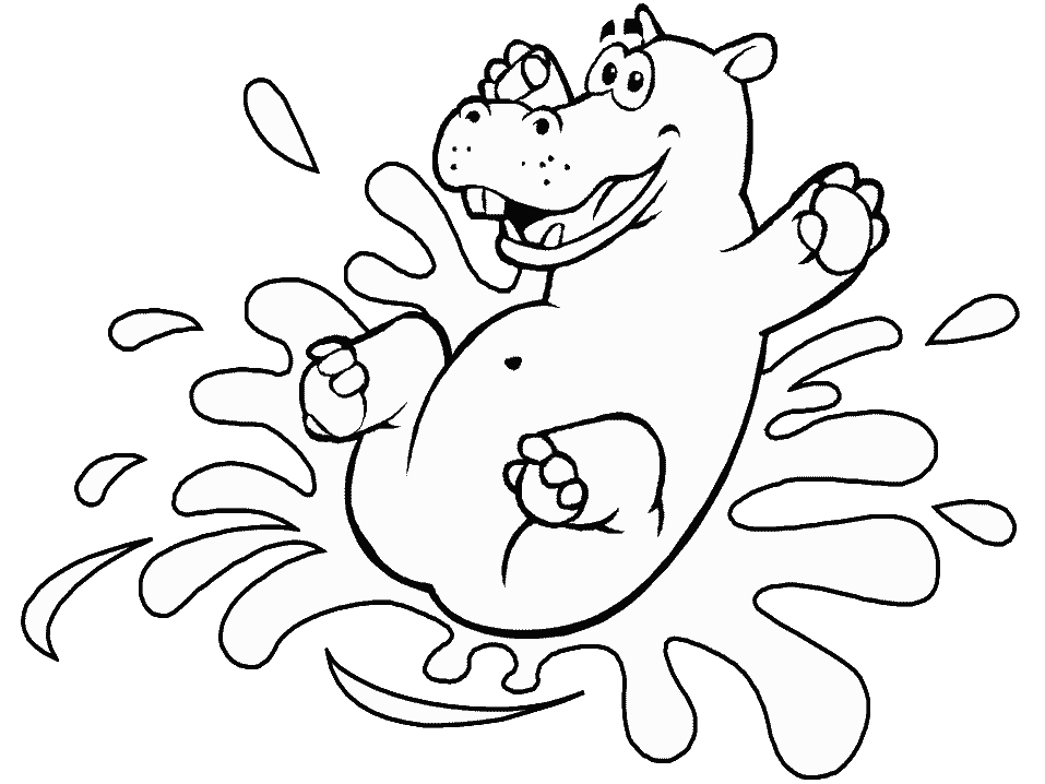 Dessin à colorier: Hippopotame (Animaux) #8792 - Coloriages à Imprimer Gratuits