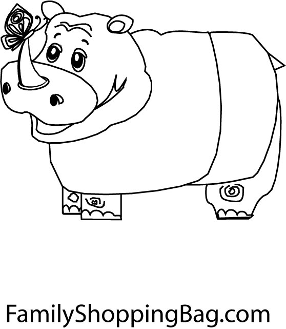 Dessin à colorier: Hippopotame (Animaux) #8793 - Coloriages à Imprimer Gratuits