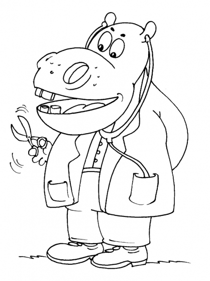 Dessin à colorier: Hippopotame (Animaux) #8795 - Coloriages à Imprimer Gratuits