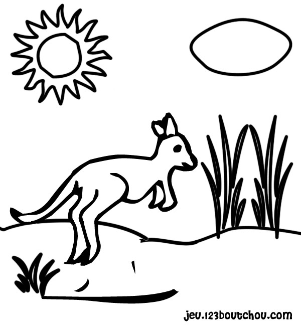 Dessin à colorier: Kangourou (Animaux) #9127 - Coloriages à Imprimer Gratuits
