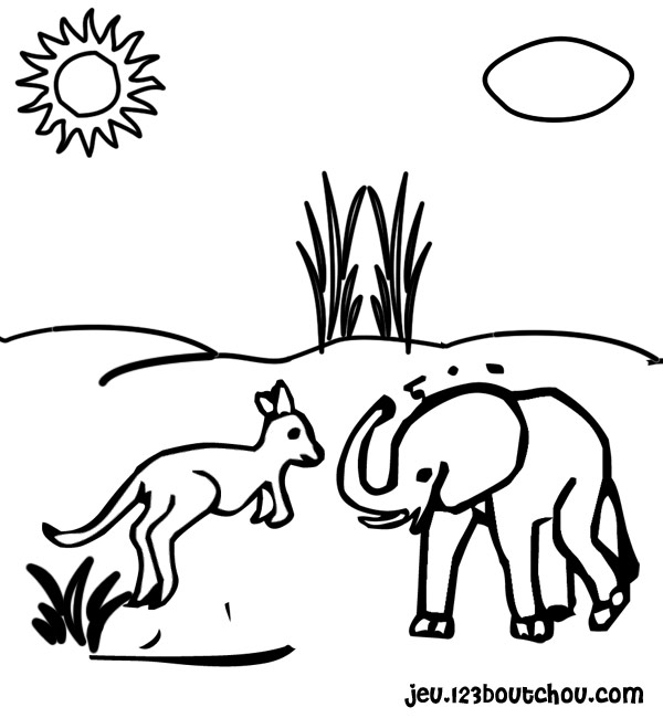 Dessin à colorier: Kangourou (Animaux) #9291 - Coloriages à Imprimer Gratuits