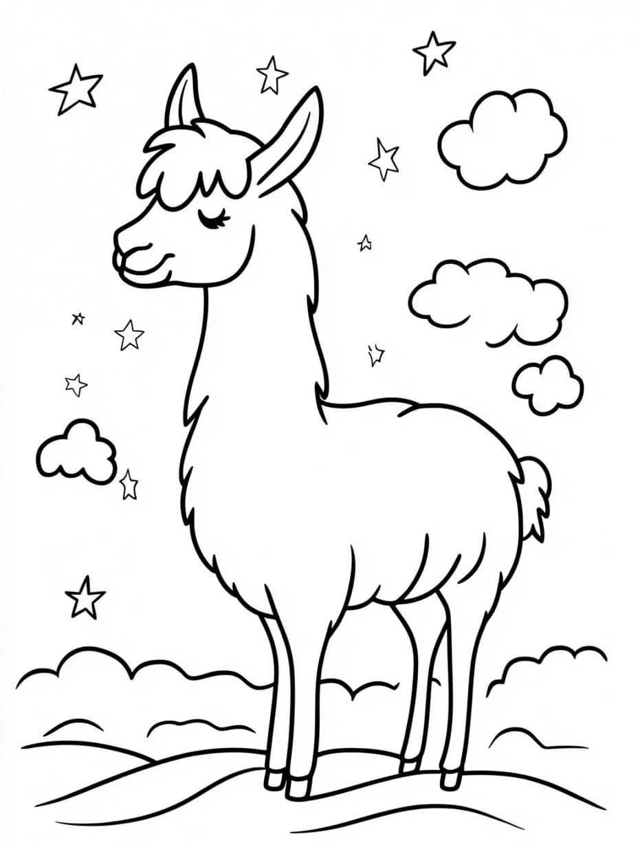 Dessin à colorier: Lama (Animaux) #217826 - Coloriages à Imprimer Gratuits