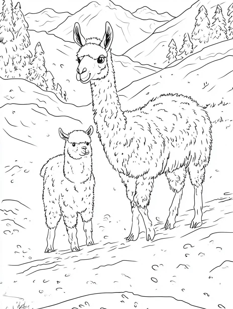 Coloriage gratuit Lama #217834 de la collection Animaux à imprimer