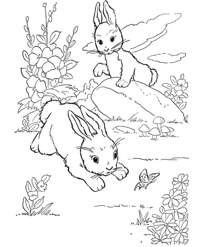 Coloriage gratuit Lapin #177199 de la collection Animaux à imprimer