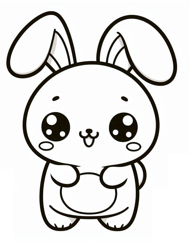 Coloriage imprimable Lapin Kawaii #219192 de la collection Animaux à colorier aux crayons