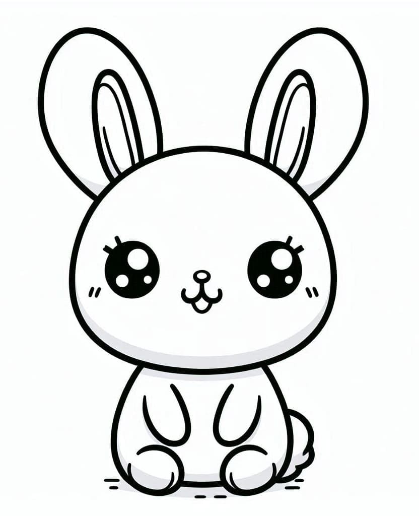 Dessin à colorier: Lapin Kawaii (Animaux) #219197 - Coloriages à Imprimer Gratuits