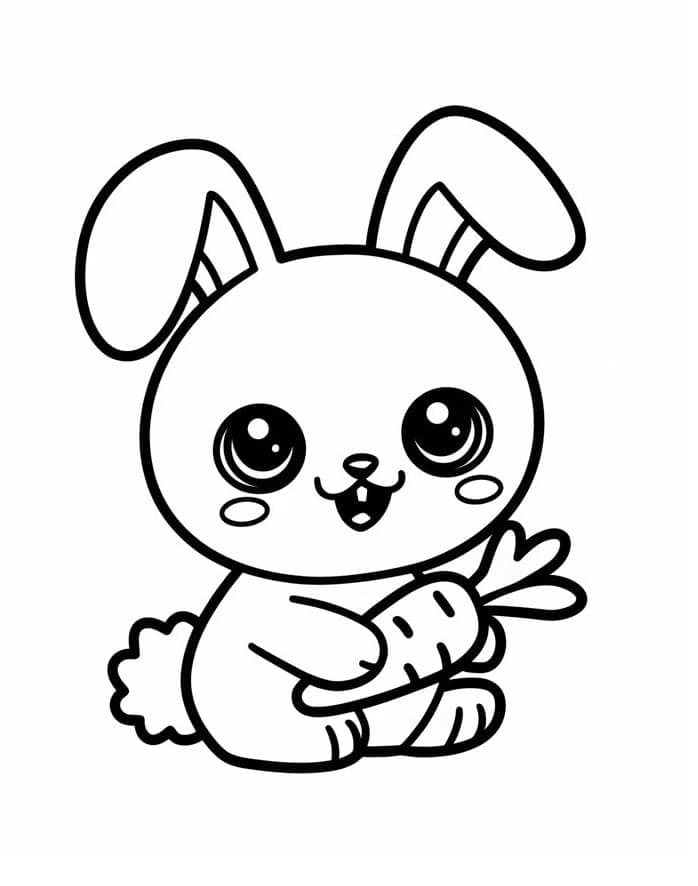 Coloriage gratuit Lapin Kawaii #219200 de la collection Animaux à imprimer