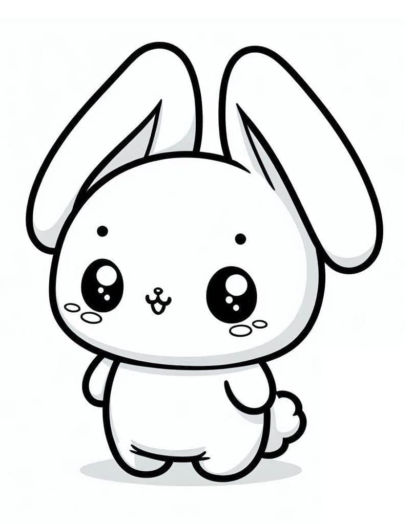 Dessin à colorier: Lapin Kawaii (Animaux) #219203 - Coloriages à Imprimer Gratuits