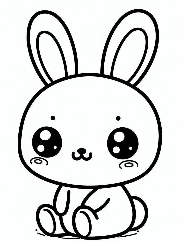 Coloriage gratuit Lapin Kawaii #219204 de la collection Animaux à imprimer