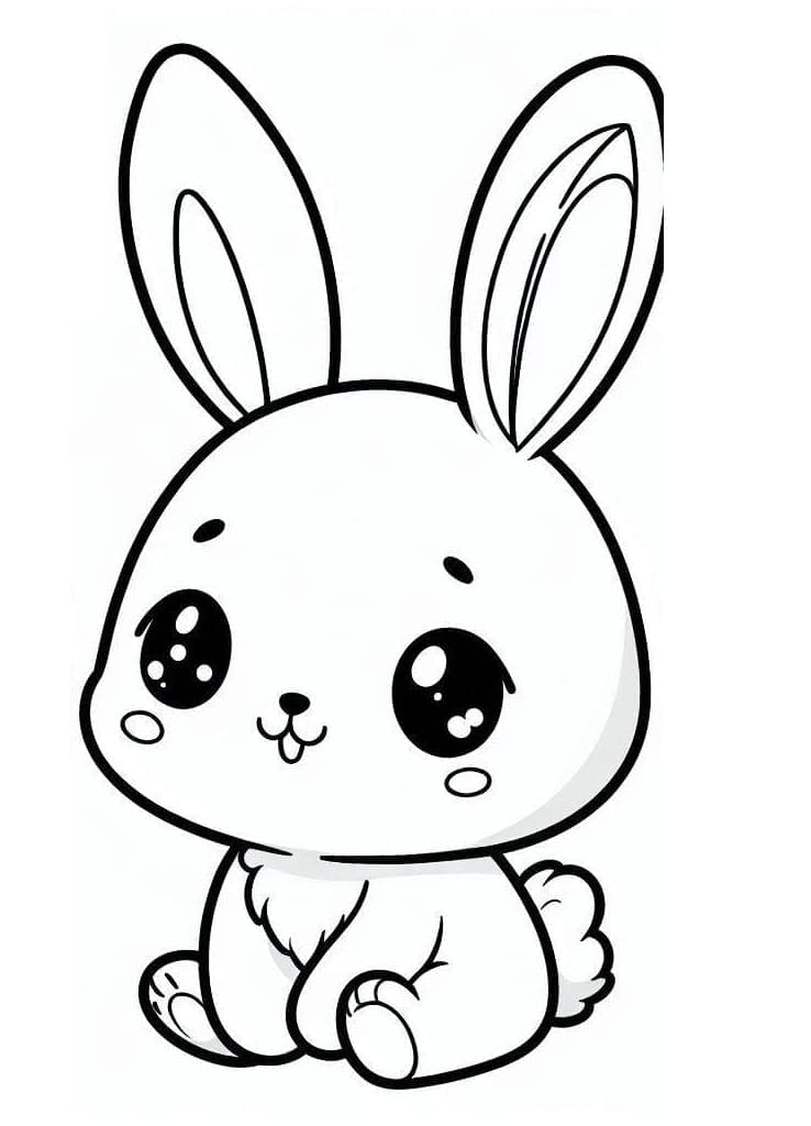 Coloriage gratuit Lapin Kawaii #219205 de la collection Animaux à imprimer