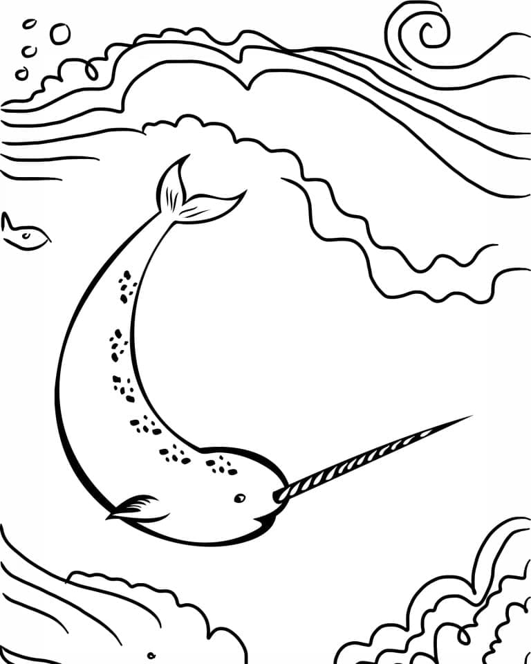 Coloriage gratuit Narval #186643 de la collection Animaux à imprimer