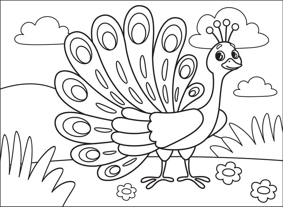 Coloriage gratuit Paon #197598 de la collection Animaux à imprimer
