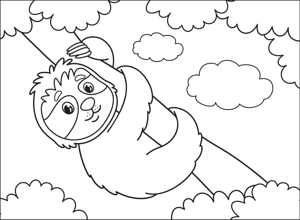 Illustration au trait Paresseux #210421 de la collection Animaux à colorier gratuitement