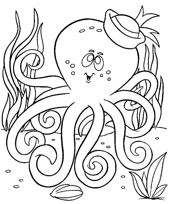 Coloriage gratuit Pieuvre #194473 de la collection Animaux à imprimer