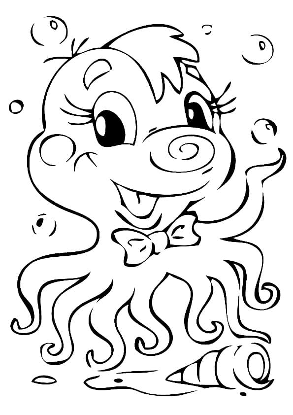 Coloriage gratuit Pieuvre #194477 de la collection Animaux à imprimer