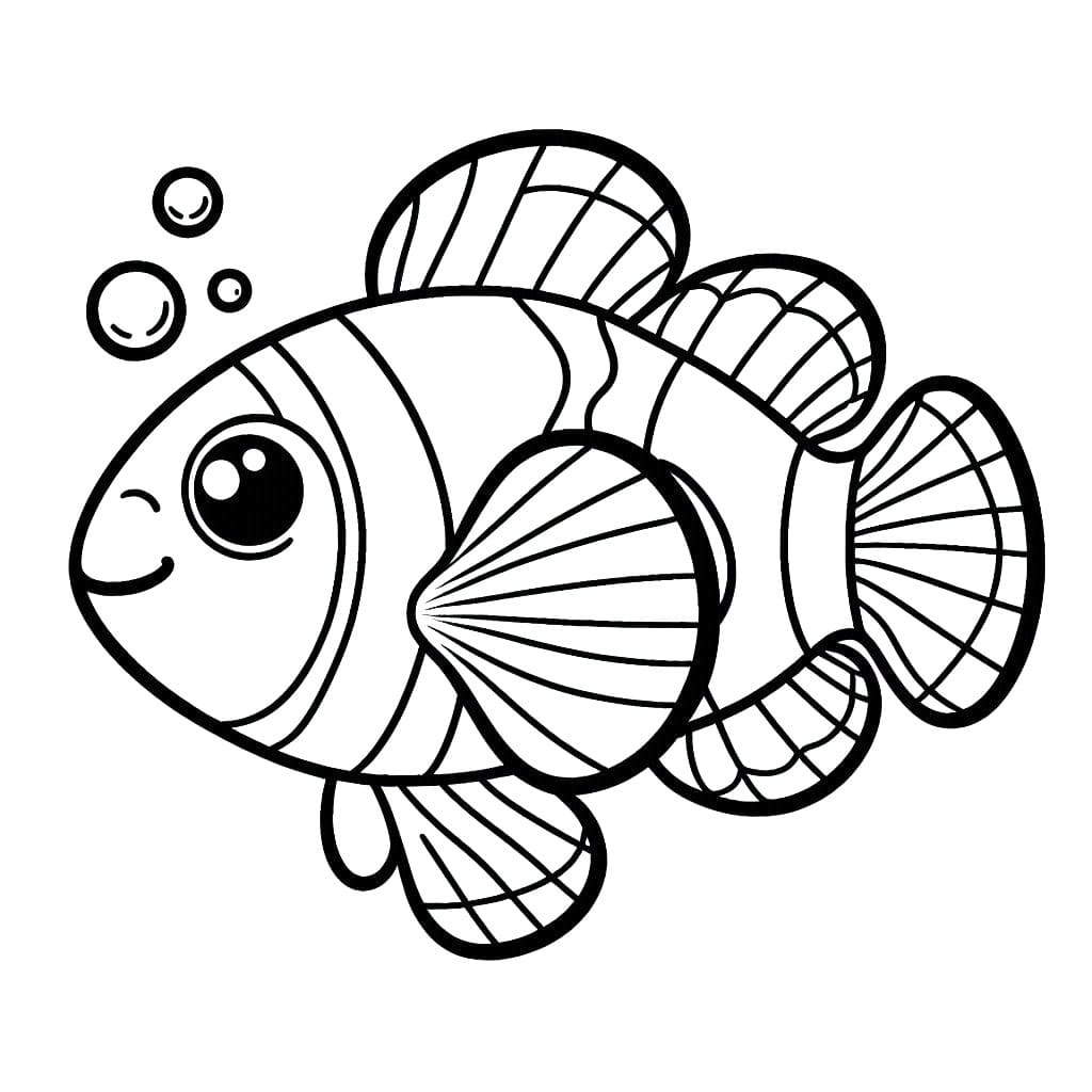 Coloriage gratuit Poisson Clown #218311 de la collection Animaux à imprimer