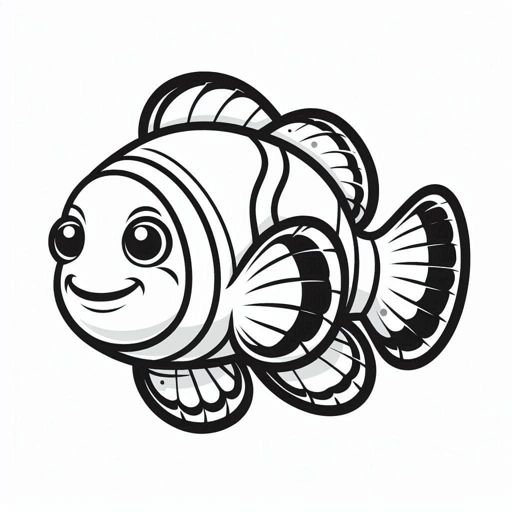 Coloriage gratuit Poisson Clown #218312 de la collection Animaux à imprimer