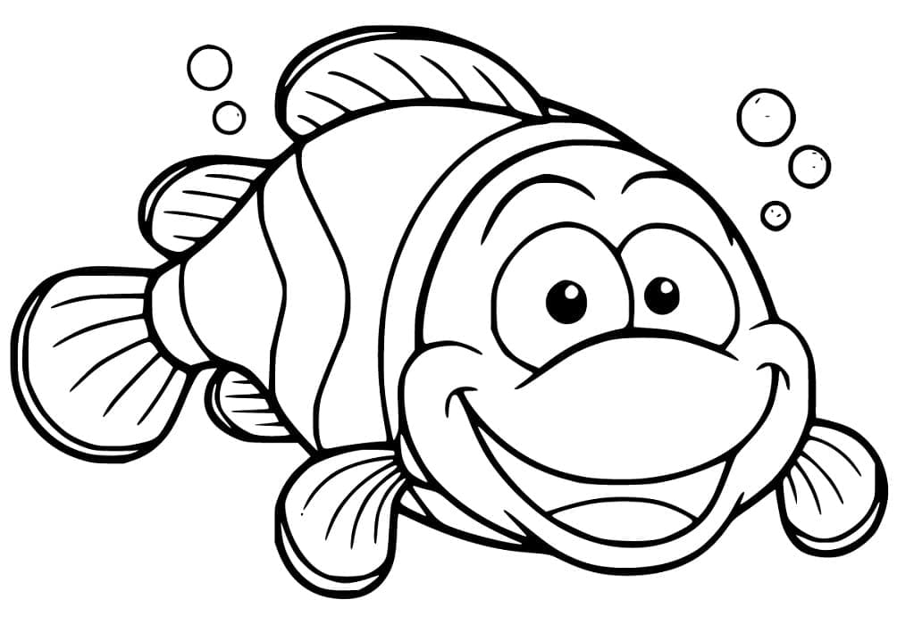 Coloriage gratuit Poisson Clown #218318 de la collection Animaux à imprimer