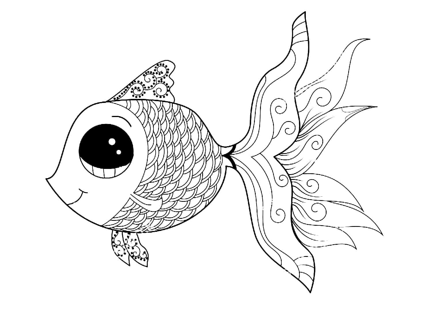 Coloriage gratuit Poisson Rouge #208335 de la collection Animaux à imprimer
