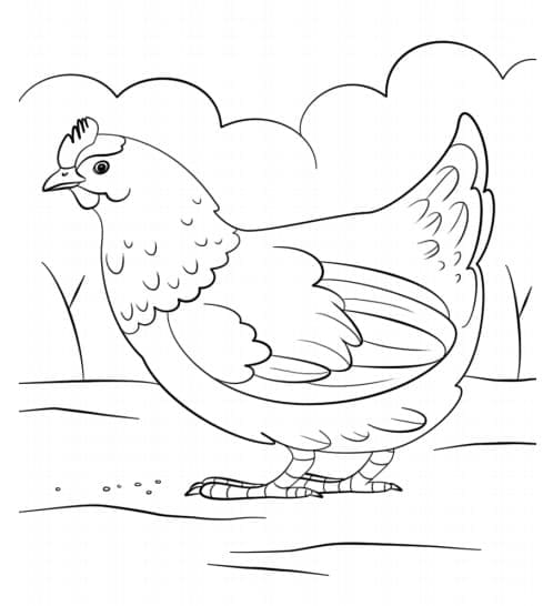 Page de coloriage Poule et Poussin #193201, collection Animaux, à imprimer et colorier