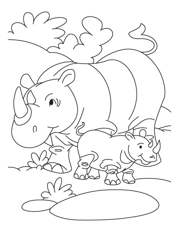 Dessin à colorier: Rhinocéros (Animaux) #206652 - Coloriages à Imprimer Gratuits