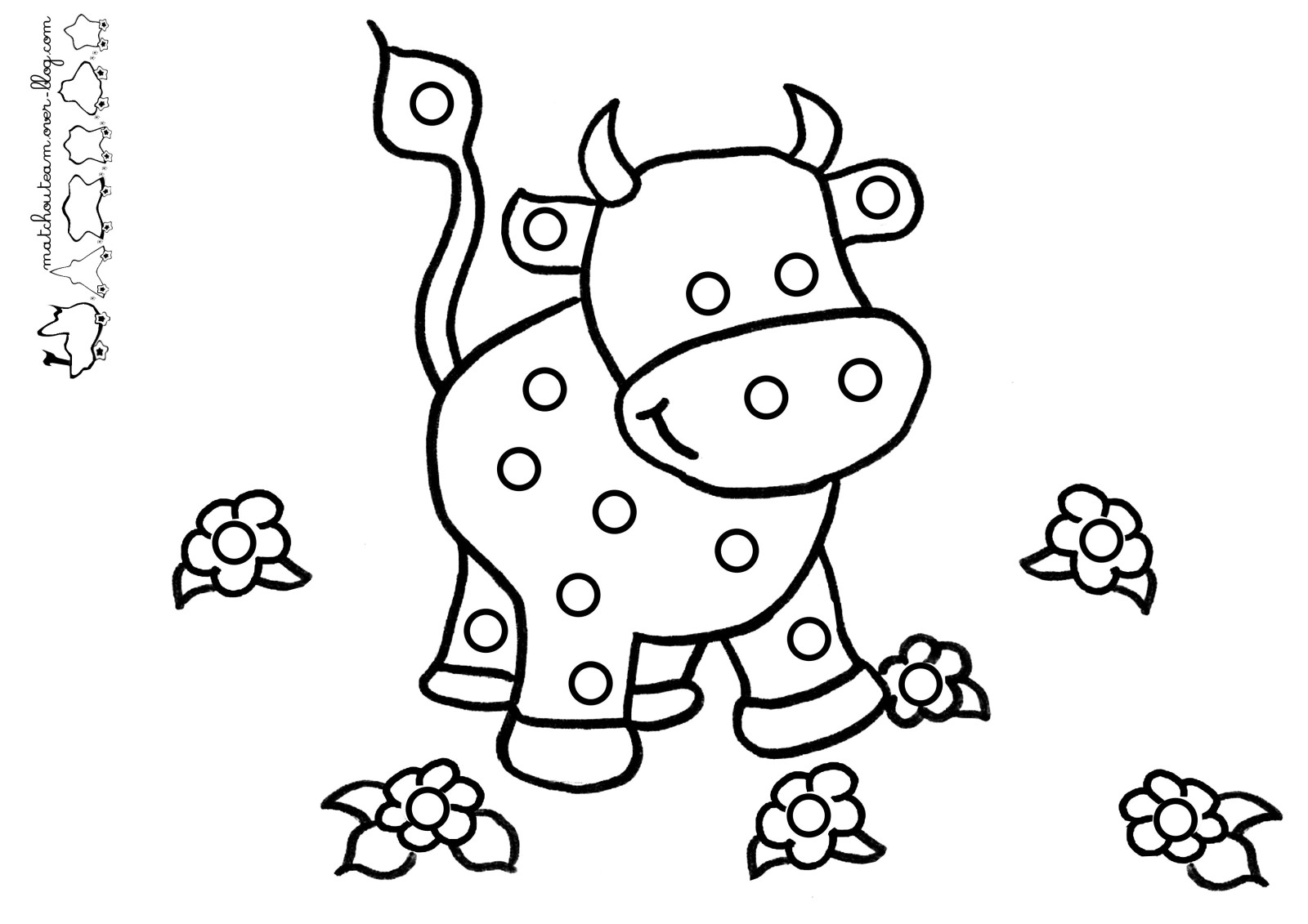 Dessin à colorier: Vache (Animaux) #13225 - Coloriages à Imprimer Gratuits