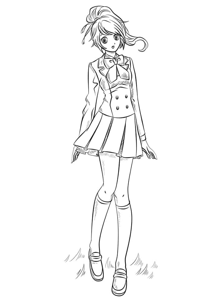 Dessin à colorier Fille Manga #190653 issu de la collection Animé et Manga, prêt à imprimer