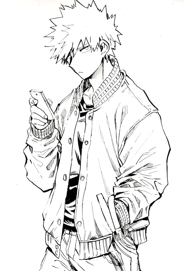 Coloriage gratuit Katsuki Bakugo #217096 de la collection Animé et Manga à imprimer