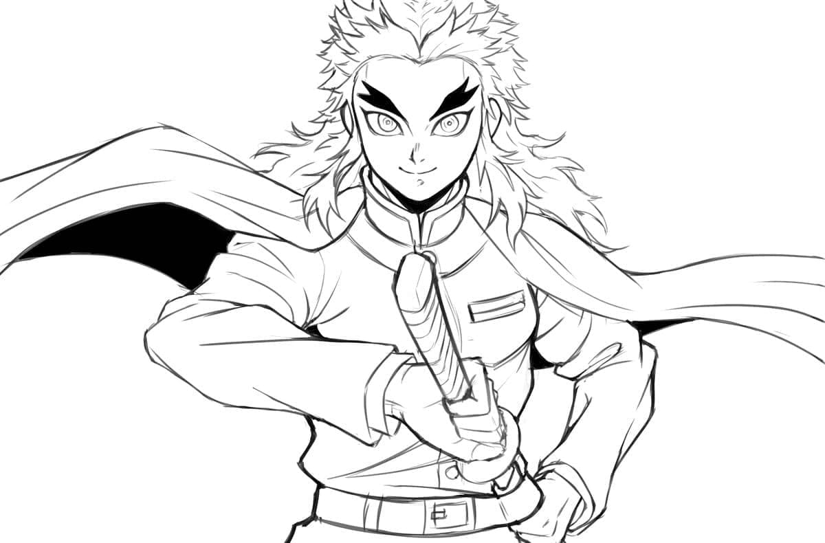 Illustration au trait Kyojuro Rengoku #220436 de la collection Animé et Manga à colorier gratuitement
