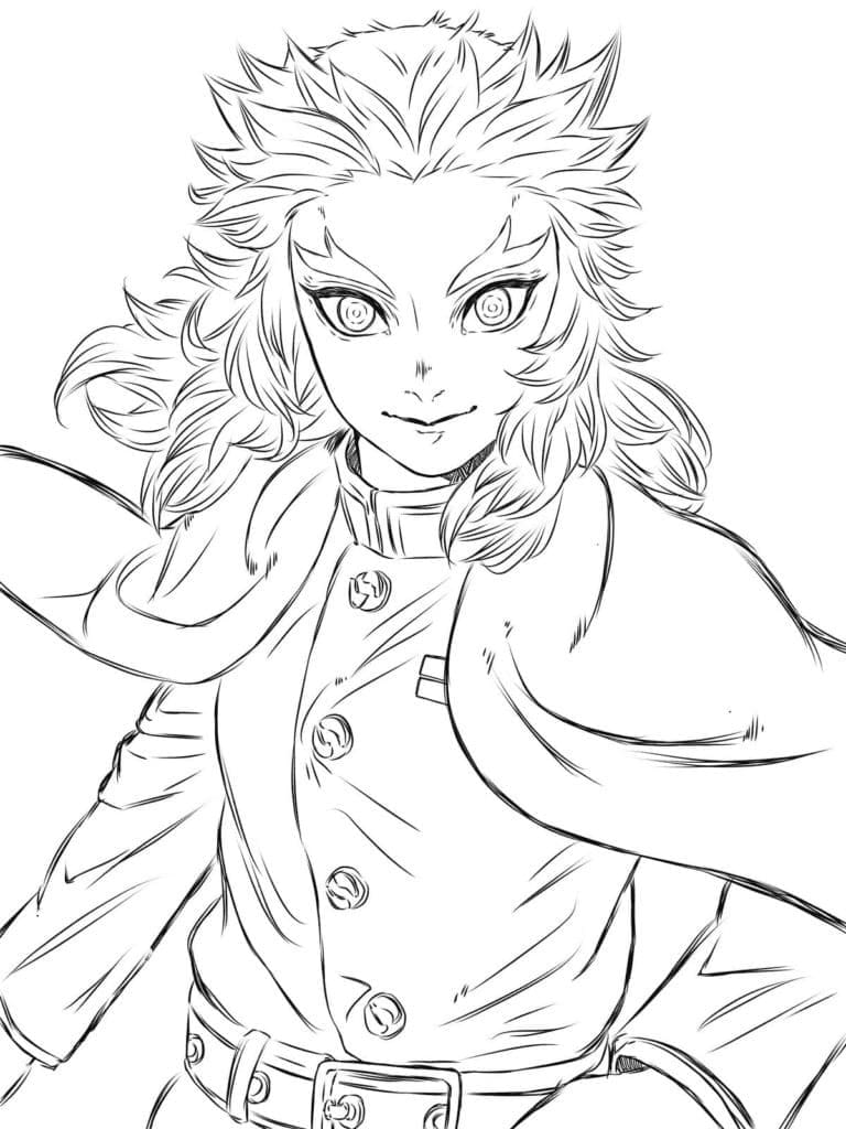 Coloriage à imprimer Kyojuro Rengoku #220439 de la série Animé et Manga, gratuit pour enfants et adultes