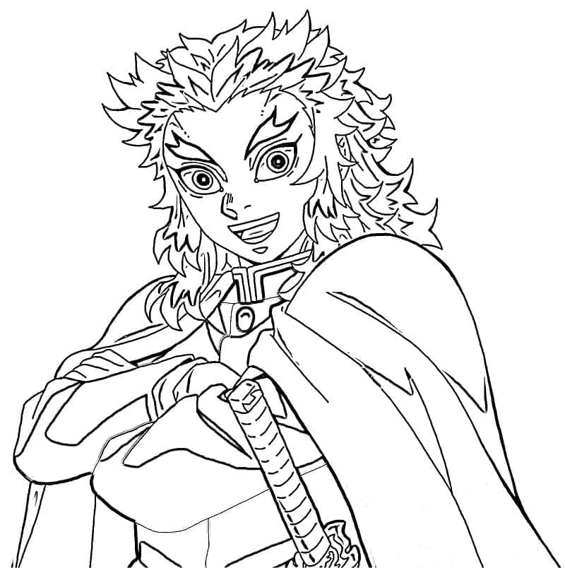 Coloriage Kyojuro Rengoku #220442 à imprimer gratuitement, extrait de la collection Animé et Manga