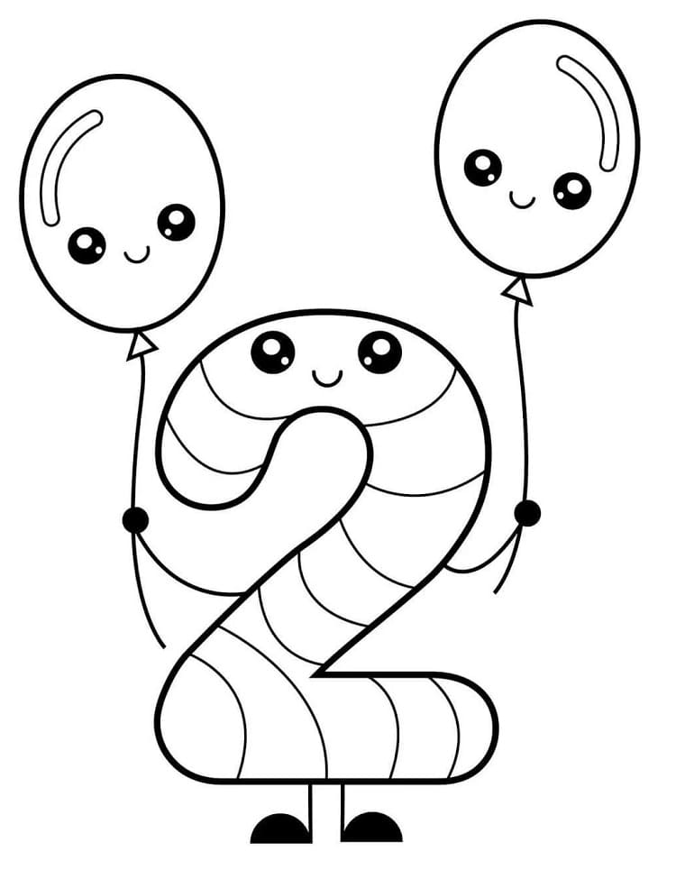 Dessin à colorier: Chiffre 2 (Apprentissage et Éducation) #221315 - Coloriages à Imprimer Gratuits