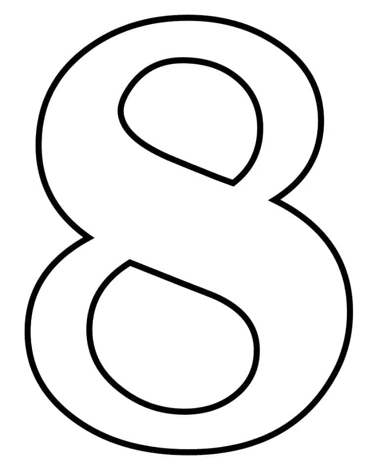 Coloriage Chiffre 8 en forme arrondie