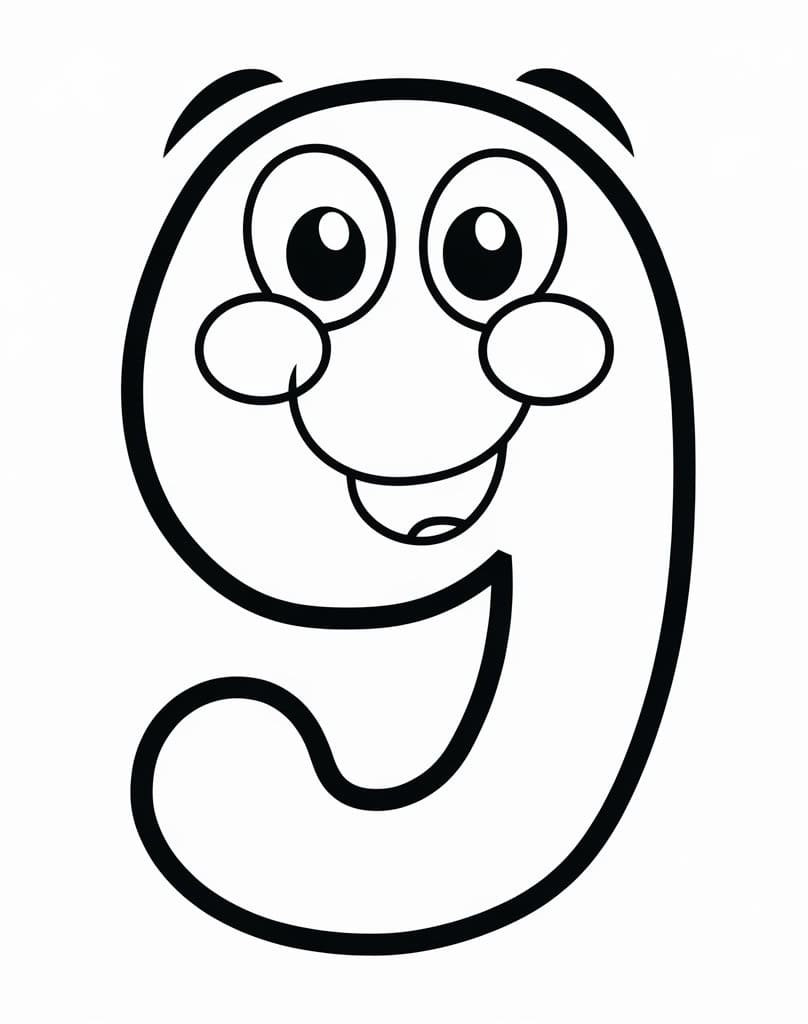 Dessin à colorier: Chiffre 9 (Apprentissage et Éducation) #221476 - Coloriages à Imprimer Gratuits