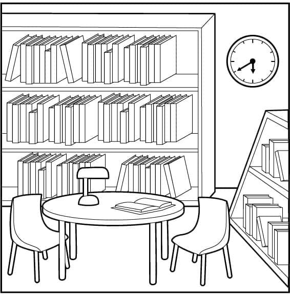 Coloriage gratuit Bibliothèque #191380 de la collection Bâtiments et Architecture à imprimer