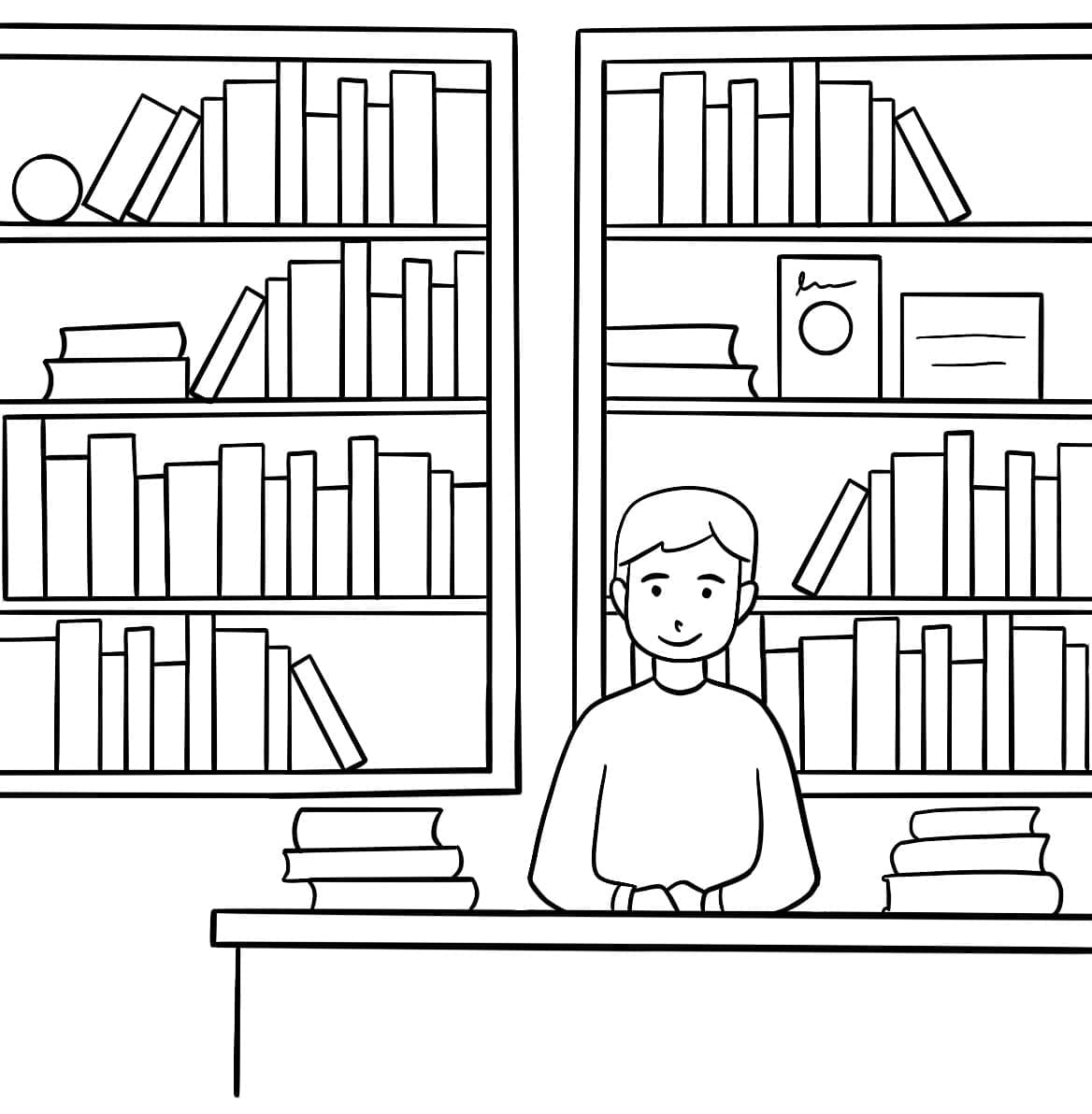 Coloriage gratuit Bibliothèque #191389 de la collection Bâtiments et Architecture à imprimer