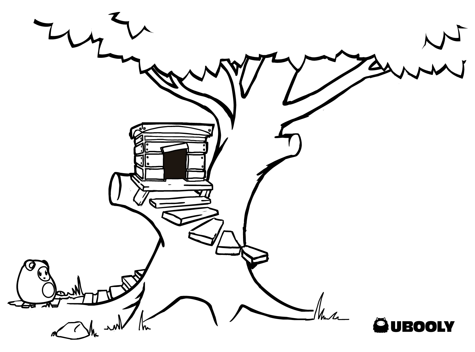 Dessin à colorier: Cabane dans un arbre (Bâtiments et Architecture) #66023 - Coloriages à Imprimer Gratuits