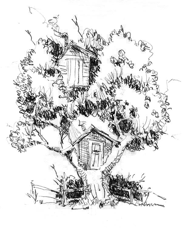 Dessin à colorier: Cabane dans un arbre (Bâtiments et Architecture) #66084 - Coloriages à Imprimer Gratuits